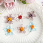 Transparent Colorful Flower Shaped Glass Beads 15x20mm 10pcs 2