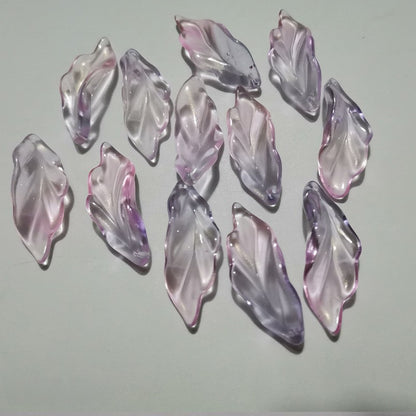 Czech Glass Beads Seaweed Leaf 14x37mm Translucent Green Blue Jasper 100pcs 19