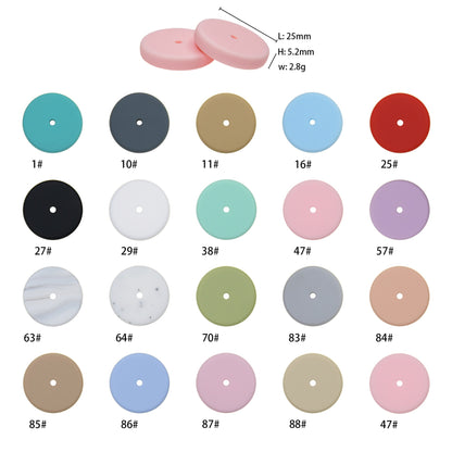 25mm Silicone Beads Flat Coin Spacer Pastel Mix 50pcs 5
