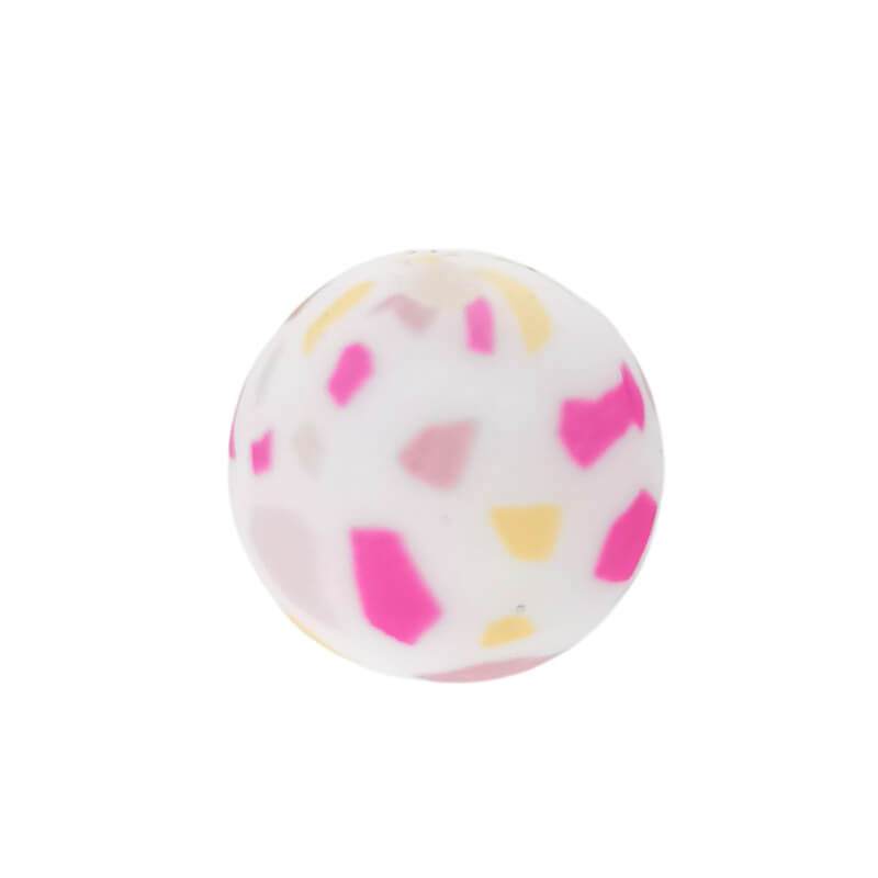 15mm Silicone Beads Terrazzo Print Multi Color 50pcs 13