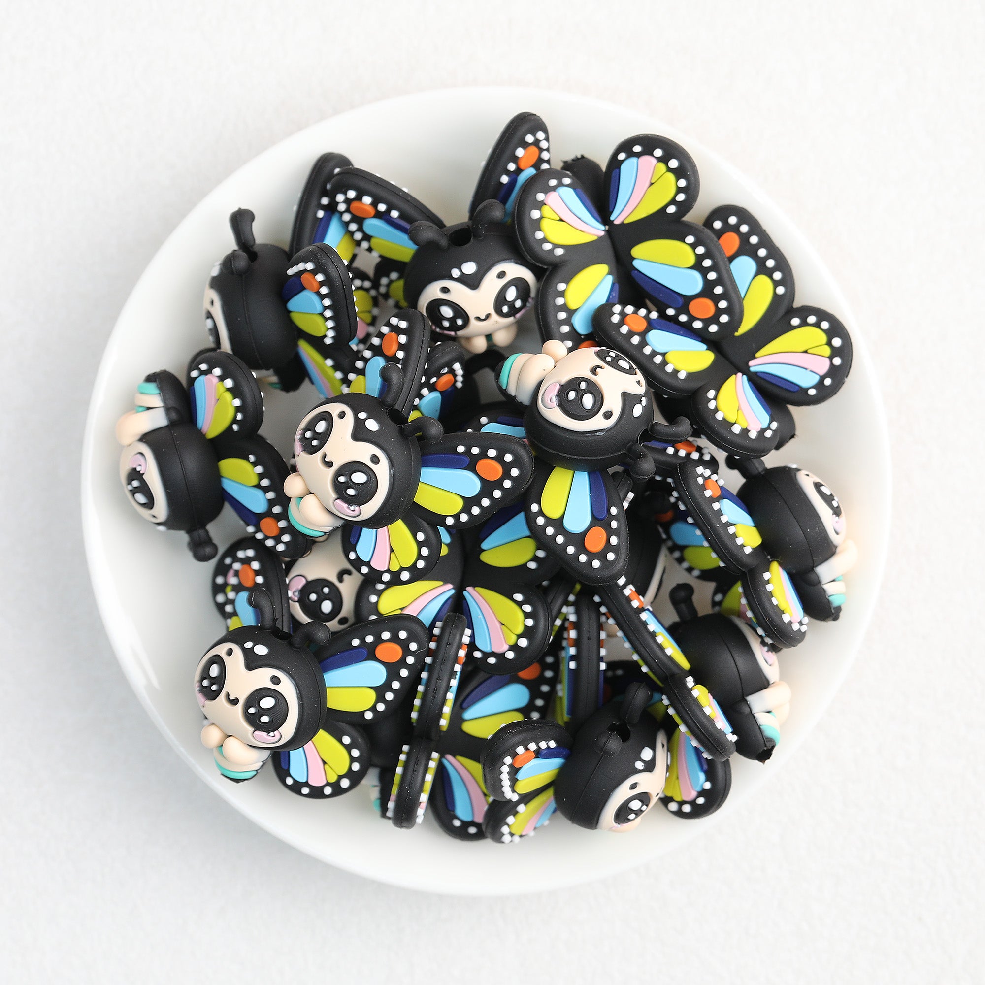 3D Colorful Butterfly Silicone Focal Beads 20Pcs  4