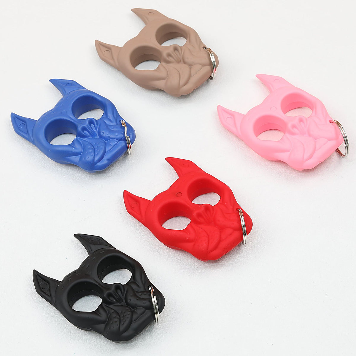 Self Defense Finger Lock Ring Dog Head Keychain Plastic 9x6cm