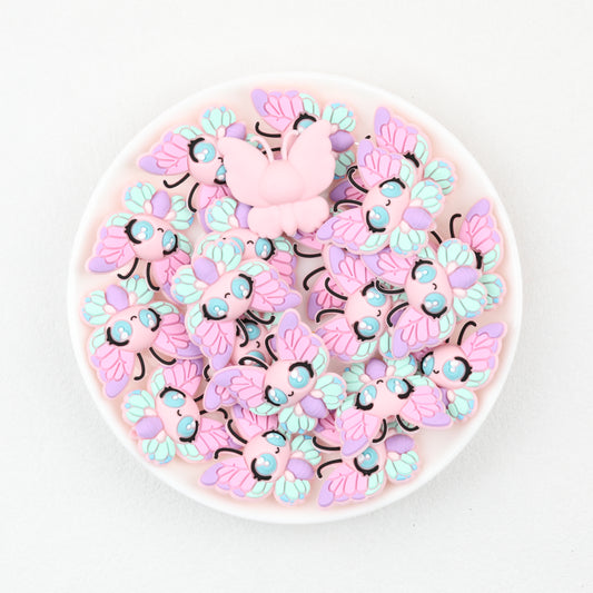 3D Big Eye Colorful Butterfly Silicone Focal Beads 20pcs