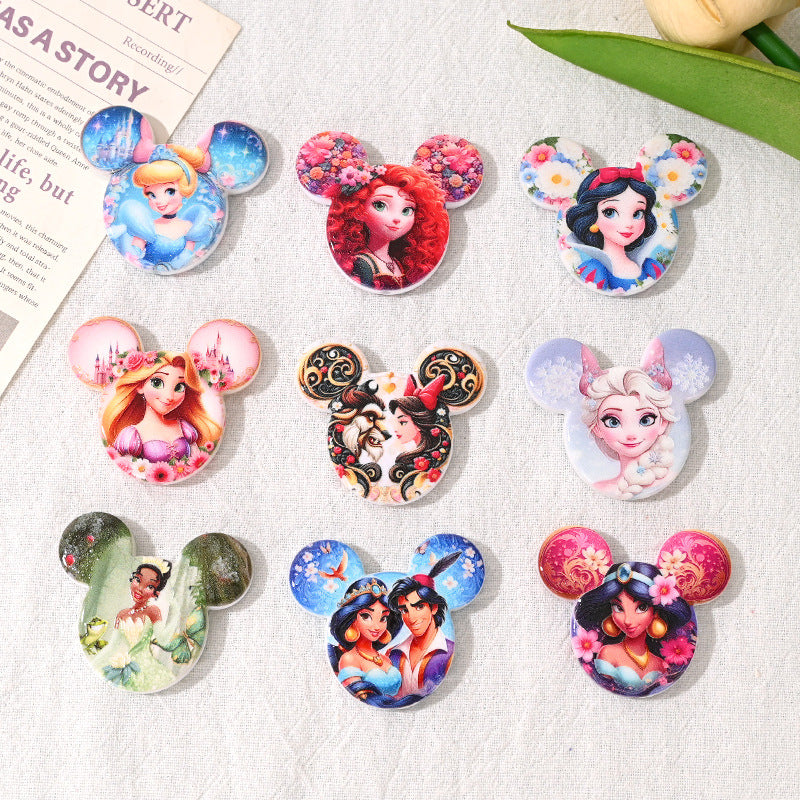 Embossed Mouse Head Acrylic Beads 39mm 10pcs 3
