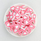  Pink Heart Ribbon Silicone Focal Beads 20Pcs 2