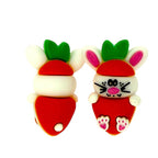Silicone 3D Focal Beads Easter Carrot Rabbit Front View Layered Text
