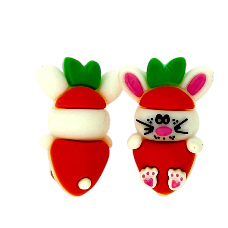 Silicone 3D Focal Beads Easter Carrot Rabbit Front View Layered Text