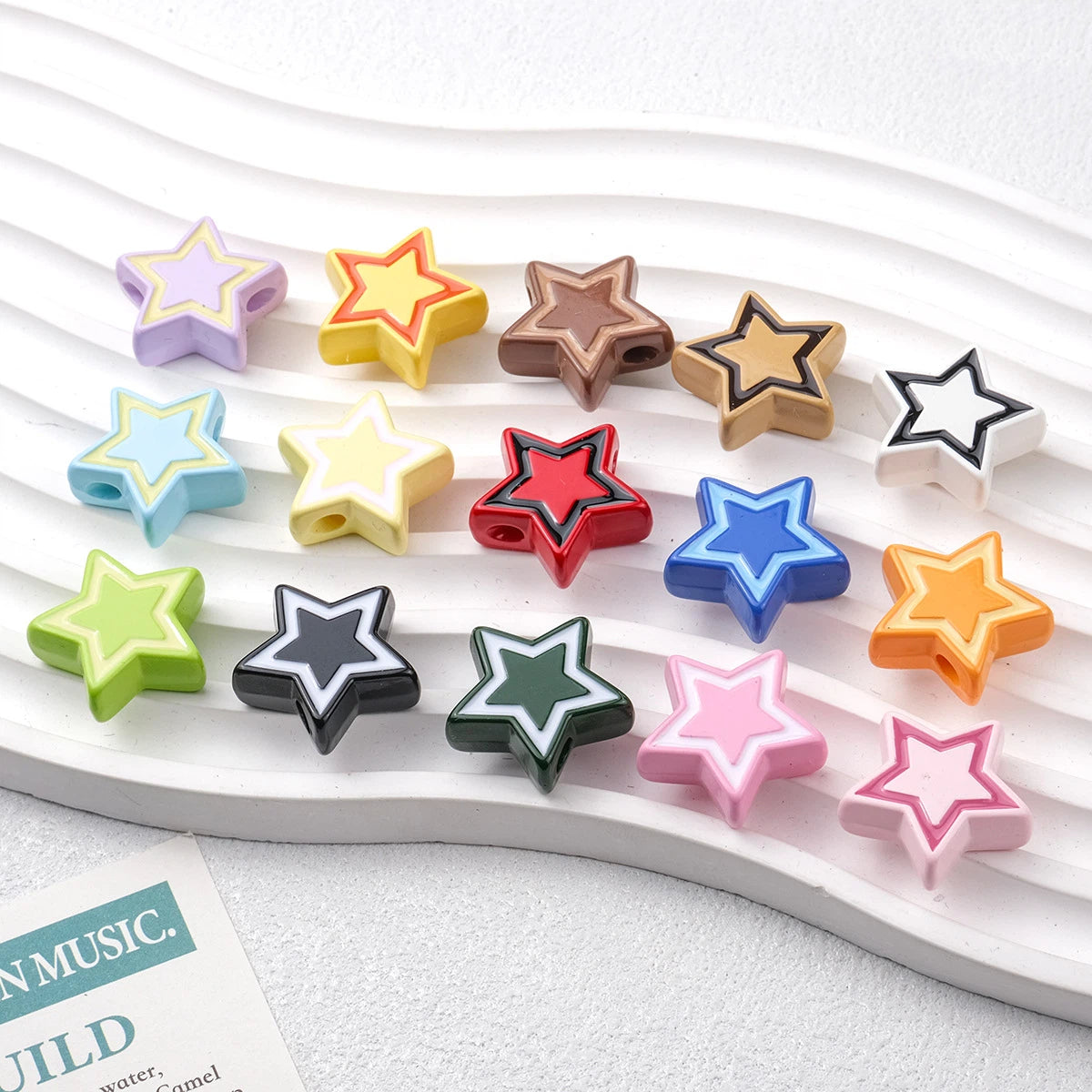 Star Acrylic Beads 22mm Cat Pattern Glossy Colorful 20pcs 2