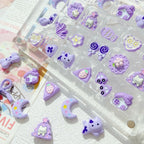 Cat Strawberry Moon Metal Beads Purple Tone Baking Painted 10pcs