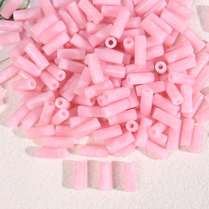 Dual-Color Tube Acrylic Beads 18x7mm Glossy Swirls 200pcs 7
