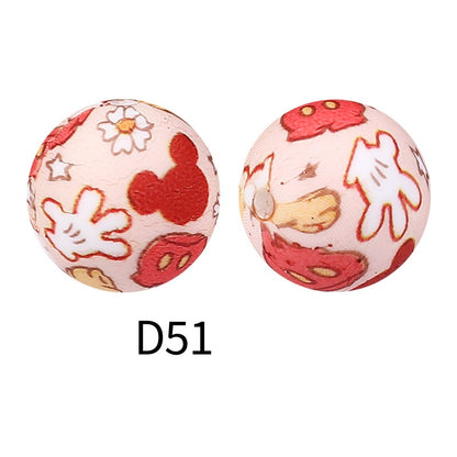 15mm Silicone Beads Rhombus Printed Design 50pcs 16