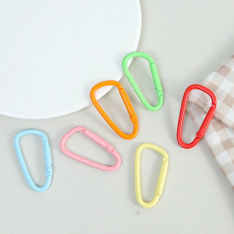 Metal D Shaped Spring Trigger Key Rings 46mm Colorful Painted 20pcs 2