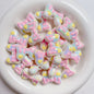 Hand-Painted Bow Heart Acrylic Beads 21×29mm Glossy Pastel 5pcs 9