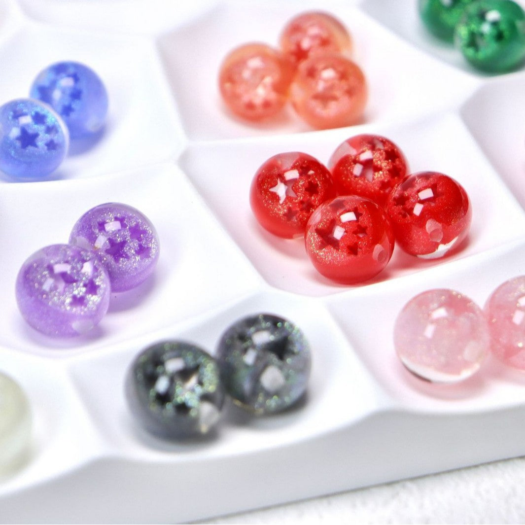 Sparkling Star Resin Round Beads 16mm 50pcs 2