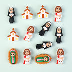Silicone 3D Focal Beads Jesus Church Nun Virgin Mary Holding Lamb 20pcs 7