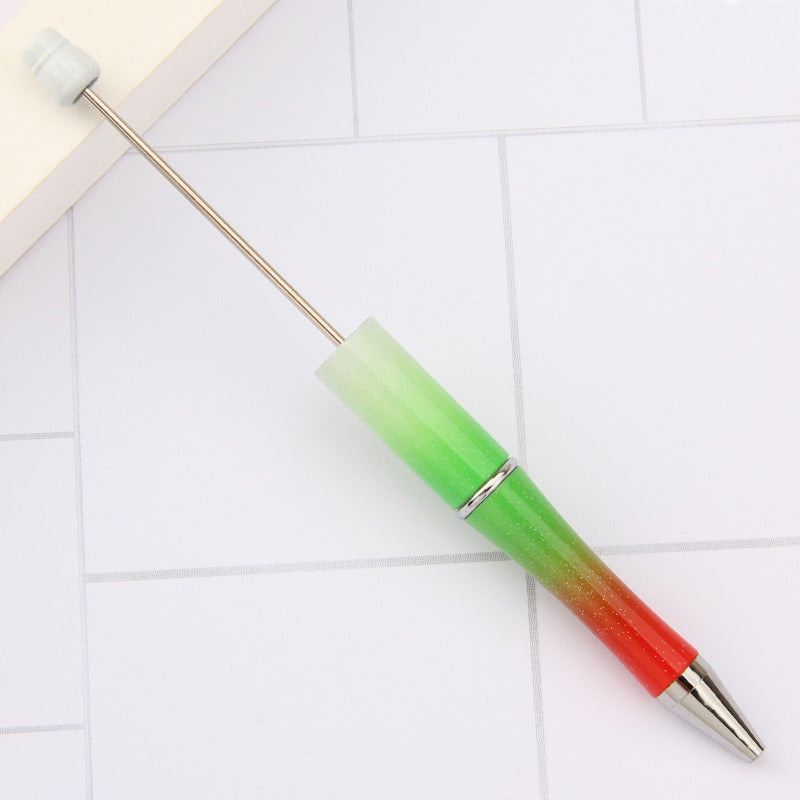 Beadable Plastic Pens Wholesale, Pearlescent Gradient Three-Color Transitions Ballpoint Ink, 11.5mm x 145mm