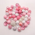 Bubblegum Beads 20mm White Pink Pearly Rhinestone Chunky Mix 48pcs 3