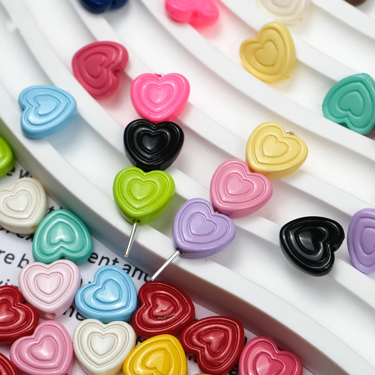 Mini Spiral Heart Acrylic Beads 11mm Colorful Mixed 50pcs 4