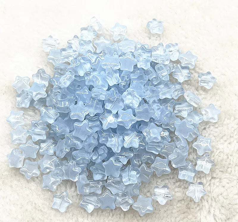 Pentagonal Star Glass Beads 8mm Transparent Pastel Colors 30pcs 16