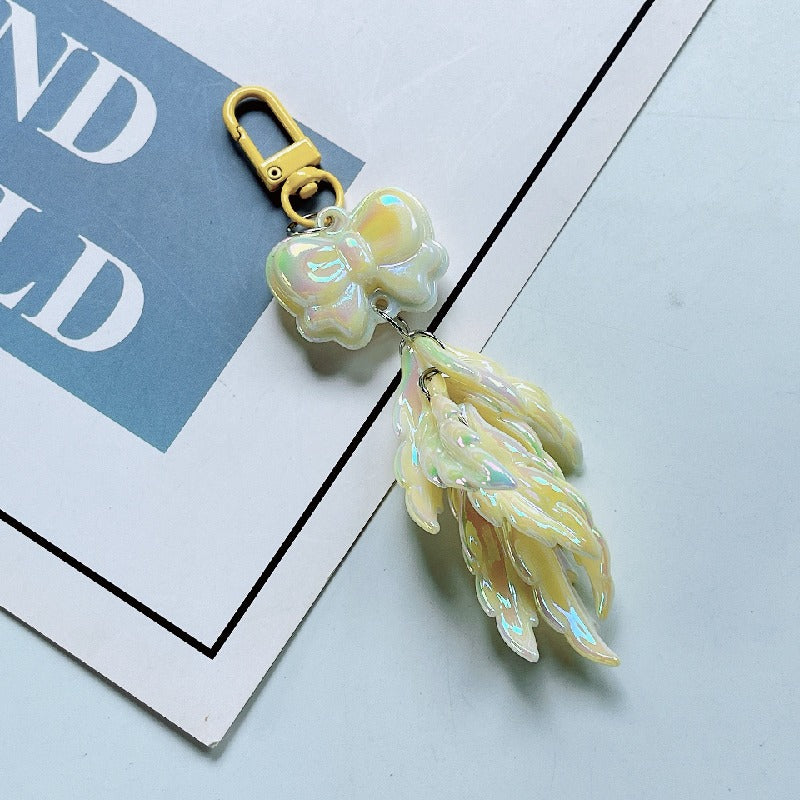 Acrylic Feather Keychain Iridescent Pastel Butterfly Charm 8