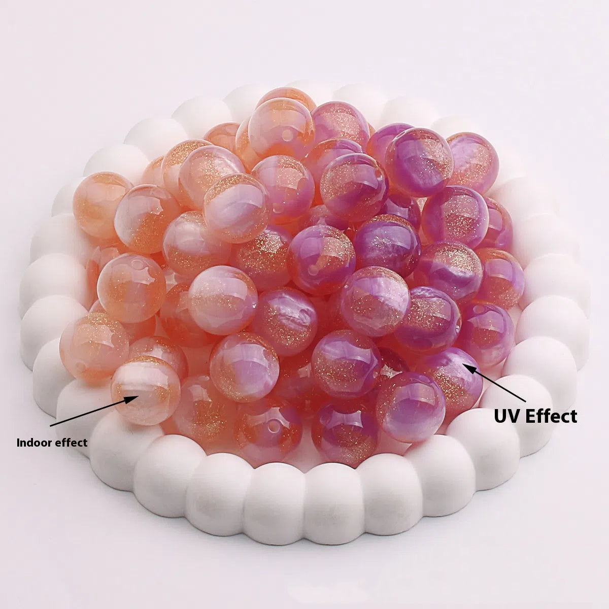 Color Changing Glitter Resin Beads 10/16mm Sparkle Mixed 10pcs 10