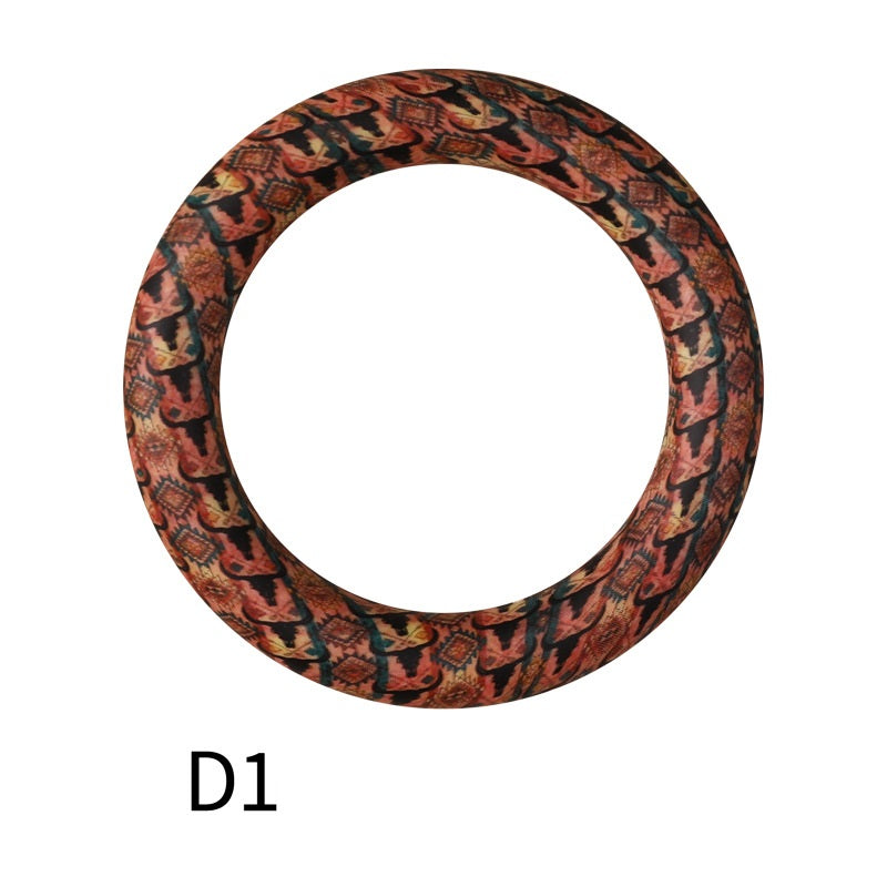 65mm Printed Silicone Beads Round Rings Floral Animal Spots Prints 7
