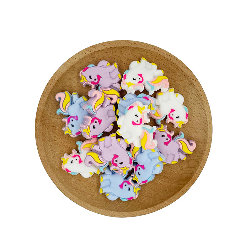 Silicone Focal Beads Unicorn Pastel Colors Set of 20pcs 5