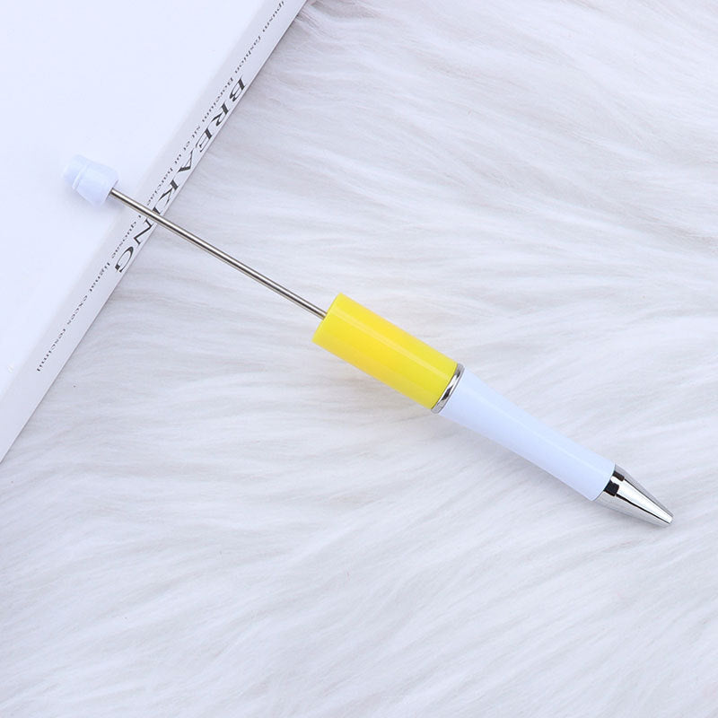 Beadable Pens Wholesale, Two Color Plastic Pastel White Barrel Ballpoint, 11.5mm x 145mm