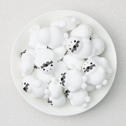 Silicone 3D Seal Focal Beads White and Gray 20pcs 2