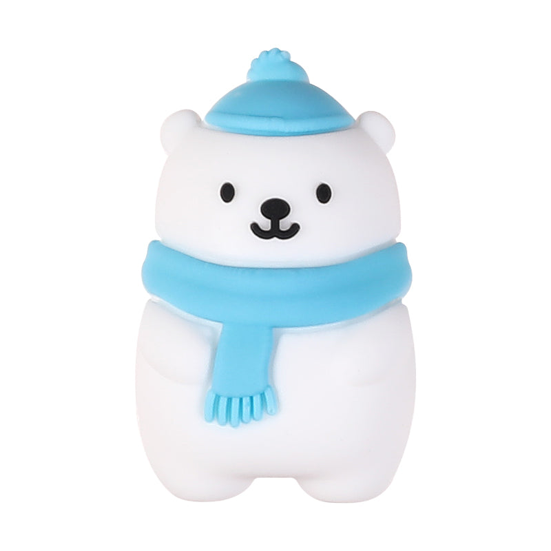 Silicone 3D Focal Beads Winter Theme Polar Bear Snow Monster Wearing Hats 20pcs 11