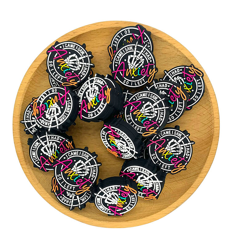 Silicone Focal Beads Anxiety Skull Hand Rainbow Lettering 2