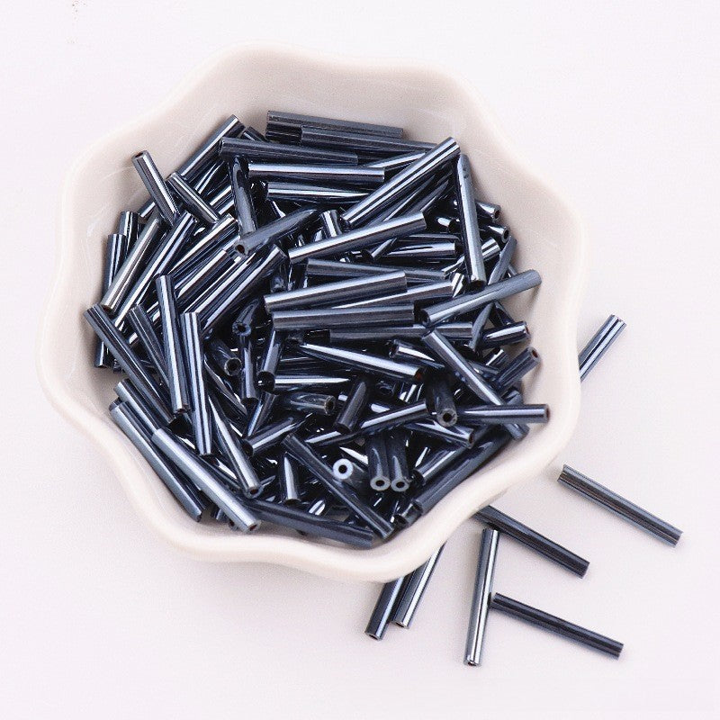 Electroplated Bugle Glass Beads 15mm Metallic Mixed Colors 70pcs 12