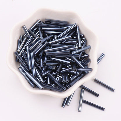 Electroplated Bugle Glass Beads 15mm Metallic Mixed Colors 70pcs 12