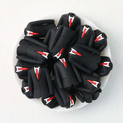 Father's Day Suit 3D Silicone Focal Beads Black Red Tie 20pcs