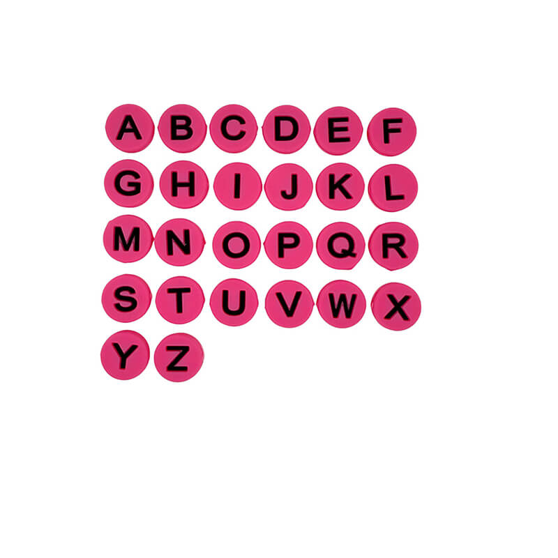 15mm Silicone Letter Beads Flat 7 Color Alphabet Mix A-Z 26pcs 8