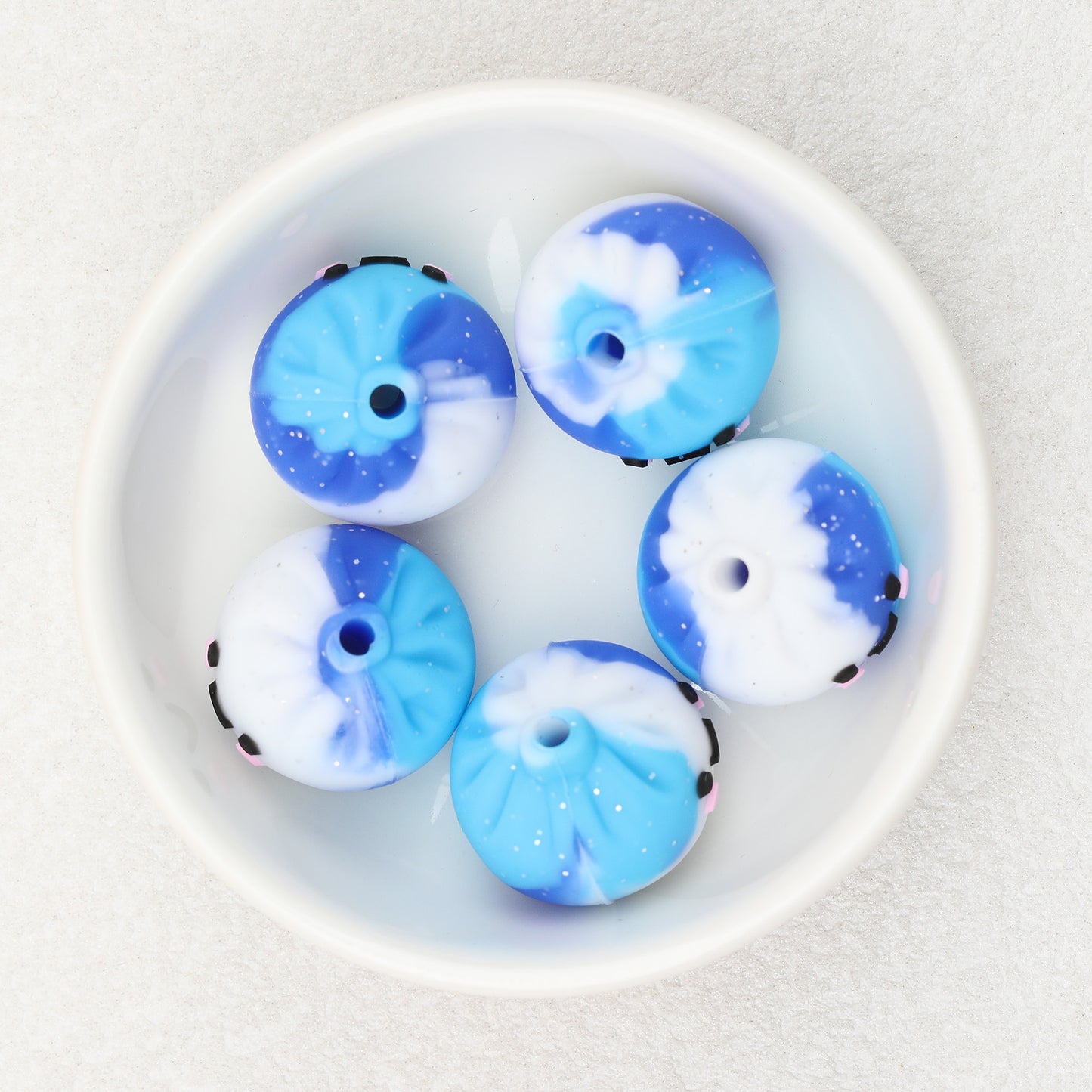 Colorful 3D Glittered Silicone Steamed Stuffed Bun Focal Beads 20pcs 15