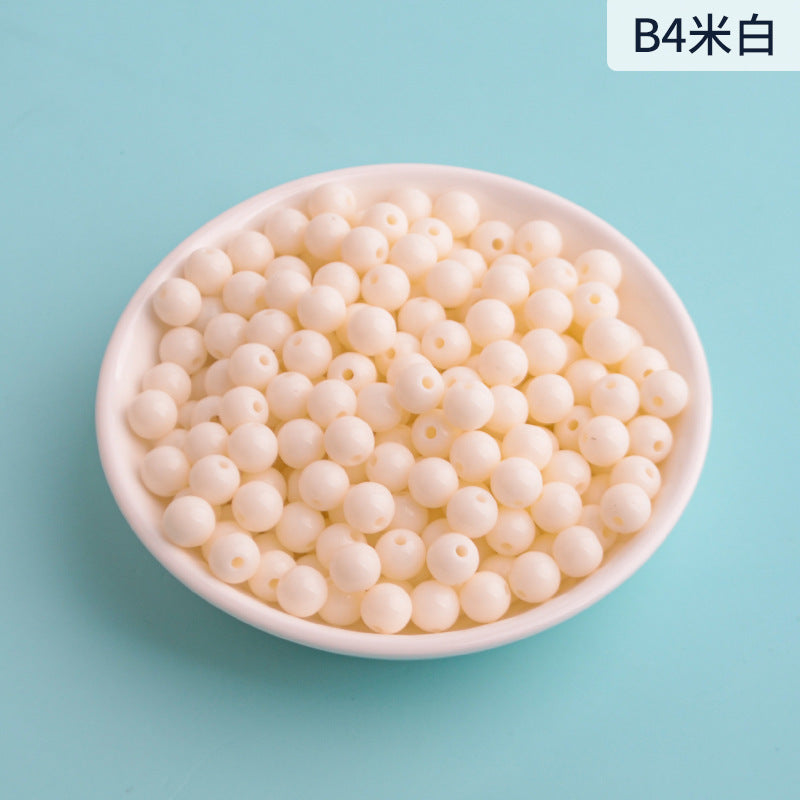 Solid Color Round Acrylic Beads 8mm 100g 9