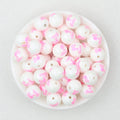15mm Pink Barbie Print Round Silicone Beads 50pcs - Light Pink