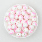 15mm Pink Barbie Print Round Silicone Beads 50pcs - Light Pink