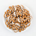 3D Gingerbread Santa Hat Silicone Focal Beads Wholesale, Christmas Brown White Character Design