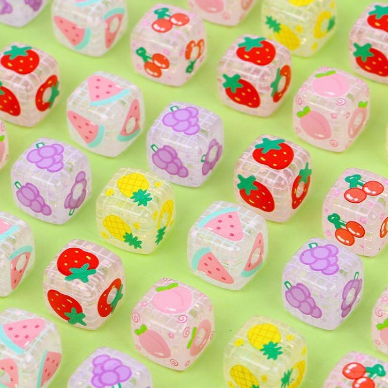 Transparent Fruit Square Acrylic Beads 14mm Colorful 10pcs 2