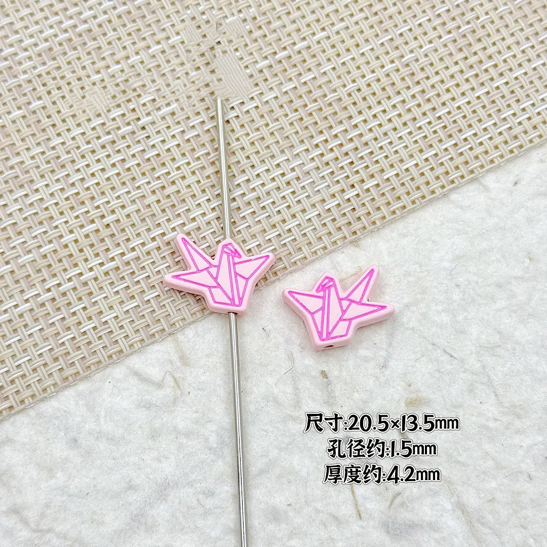 Folded Paper Crane Metal Beads 20mm Spray Painted Colorful Alloy 5