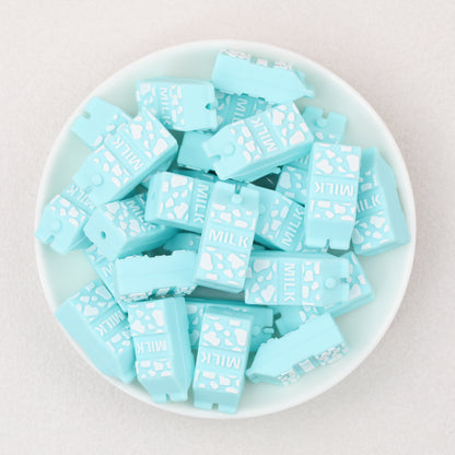 3D Blue Milk Carton Silicone Focal Beads 20pcs 2