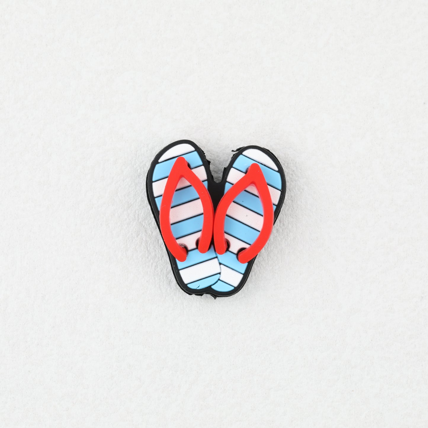 3D Colorful Flip Flop Silicone Focal Beads Multicolor Striped 20pcs 7