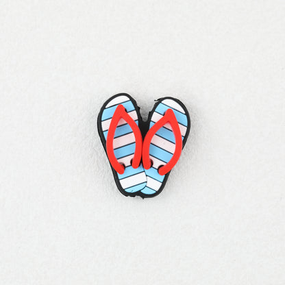 3D Colorful Flip Flop Silicone Focal Beads Multicolor Striped 20pcs 7