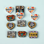 Silicone Focal Beads Teachers Day Heart Shaped Text Motifs 20pcs 4