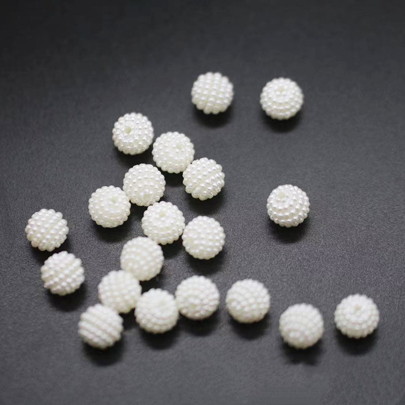 Imitation Pearl Flower Ball Acrylic Beads 10-12mm Creamy White 500pcs 2