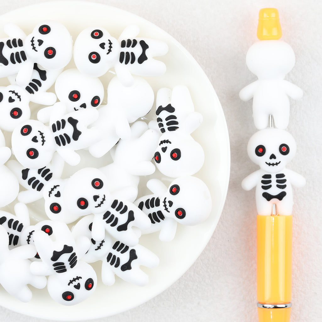  3D Halloween Red Eyes Skull Silicone Focal Beads 20Pcs