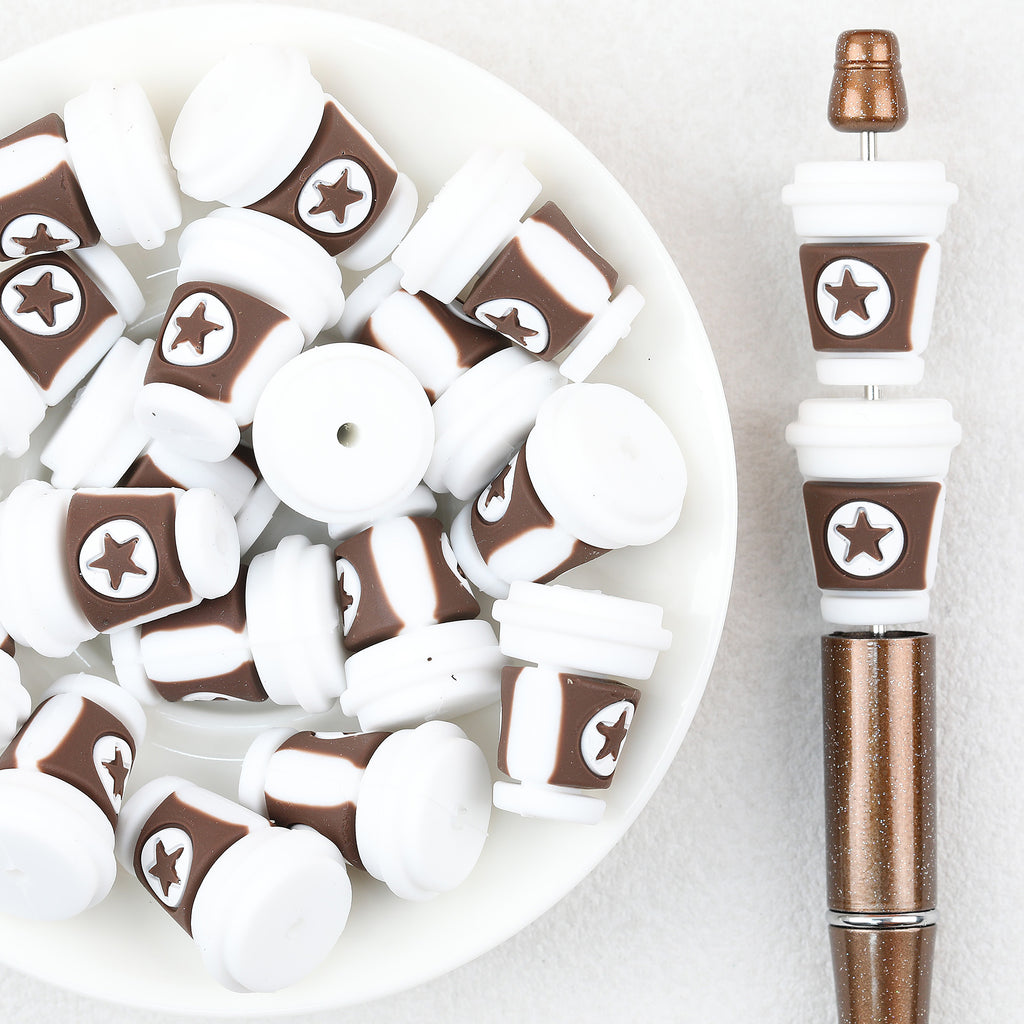  3D Star Coffee Cup  Silicone Focal Beads 20Pcs