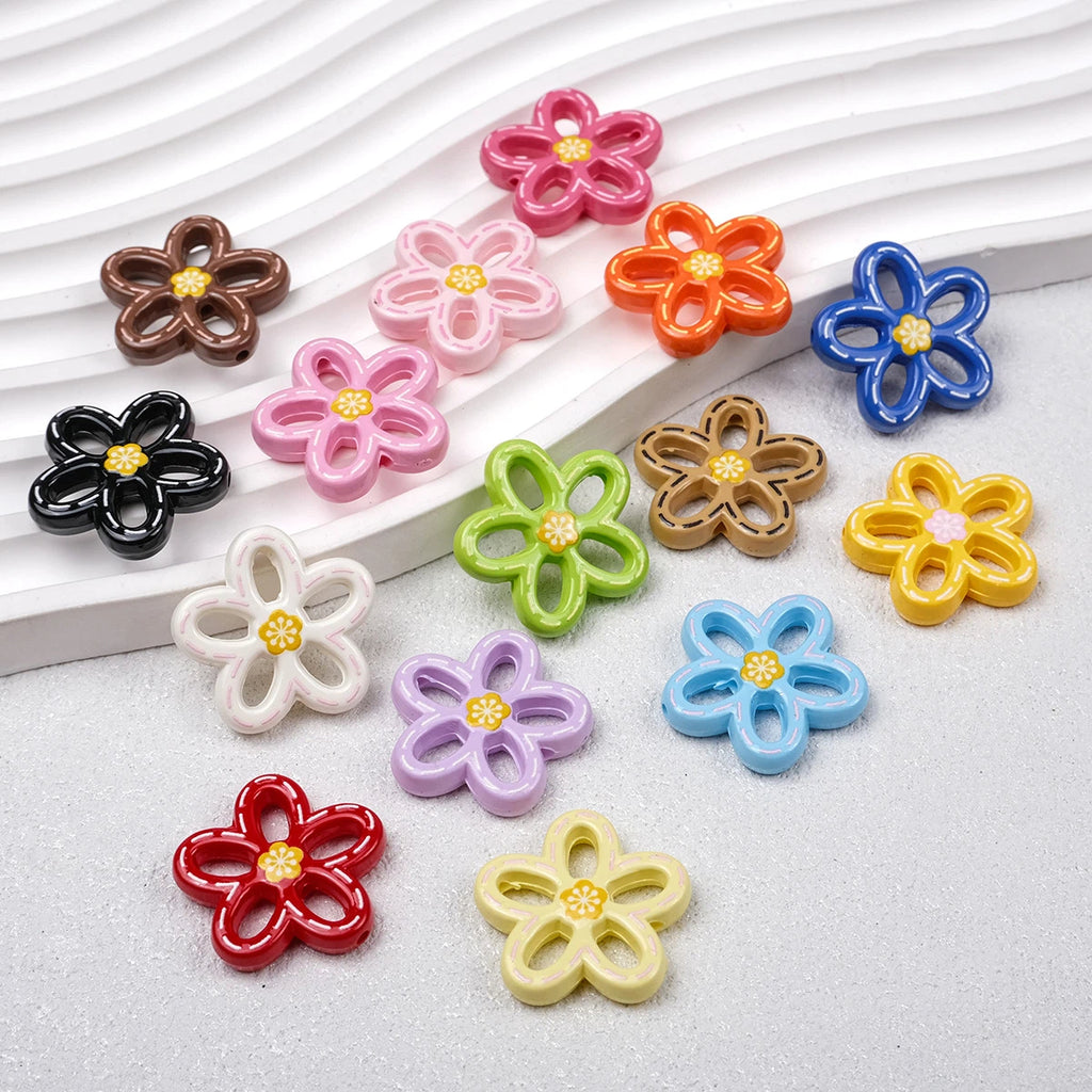 Hollow Dotted Line Sakura Flower Acrylic Beads 25mm 20pcs 2